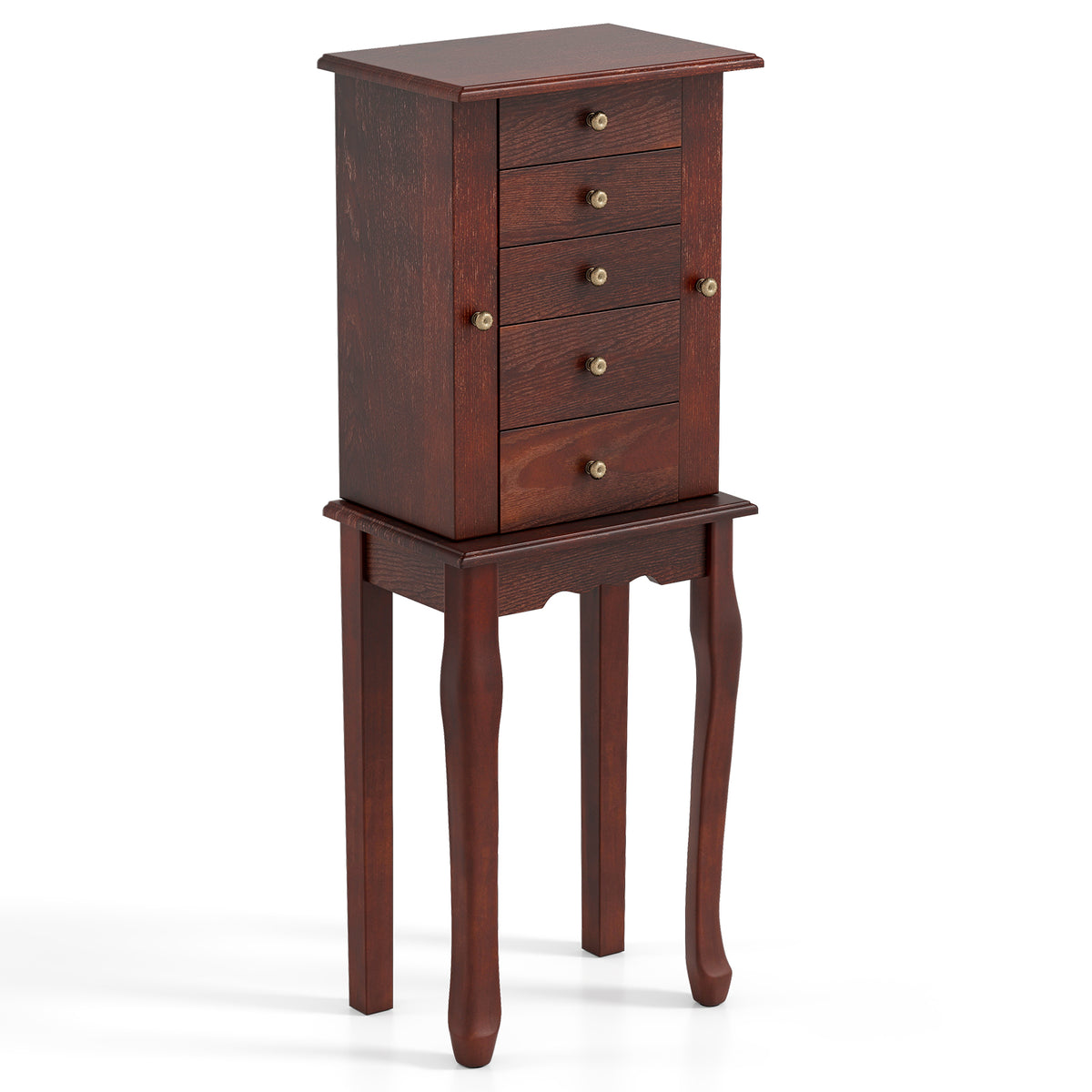 2 Colors Armoire Storage Standing Jewelry Cabinet with Mirror-Brown