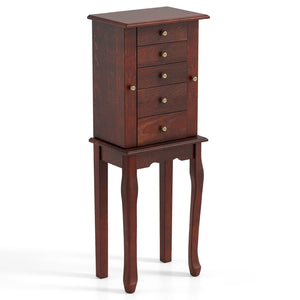 2 Colors Armoire Storage Standing Jewelry Cabinet with Mirror-Brown