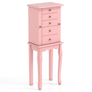 2 Colors Armoire Storage Standing Jewelry Cabinet with Mirror-Pink