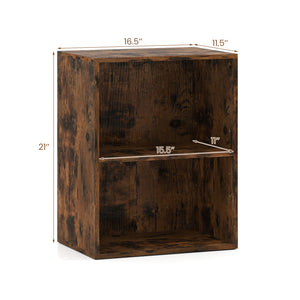2-Cube Bookcase Floor Standing Open Bookshelf with 5-Position Adjustable Shelf-Brown