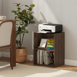 2-Cube Bookcase Floor Standing Open Bookshelf with 5-Position Adjustable Shelf-Dark Walnut