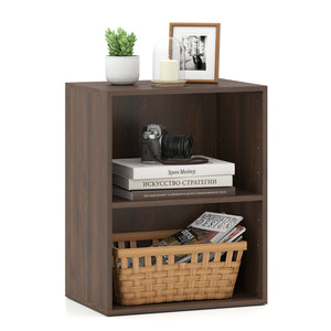 2-Cube Bookcase Floor Standing Open Bookshelf with 5-Position Adjustable Shelf-Dark Walnut