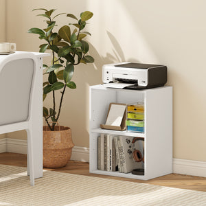2-Cube Bookcase Set of 2 Floor Standing Open Bookshelf w/ 5-Position Adjustable Shelf-White