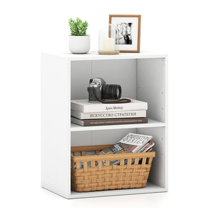 2-Cube Bookcase Set of 2 Floor Standing Open Bookshelf w/ 5-Position Adjustable Shelf-White