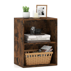 2-Cube Bookcase Set of 2 Floor Standing Open Bookshelf w/ 5-Position Adjustable Shelf-Brown