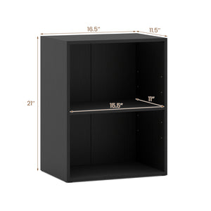 2-Cube Bookcase Set of 2 Floor Standing Open Bookshelf w/ 5-Position Adjustable Shelf-Black