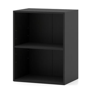 2-Cube Bookcase Set of 2 Floor Standing Open Bookshelf w/ 5-Position Adjustable Shelf-Black