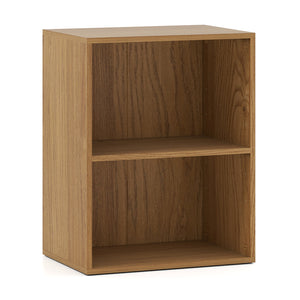 2-Cube Bookcase Set of 2 Floor Standing Open Bookshelf w/ 5-Position Adjustable Shelf-Natural