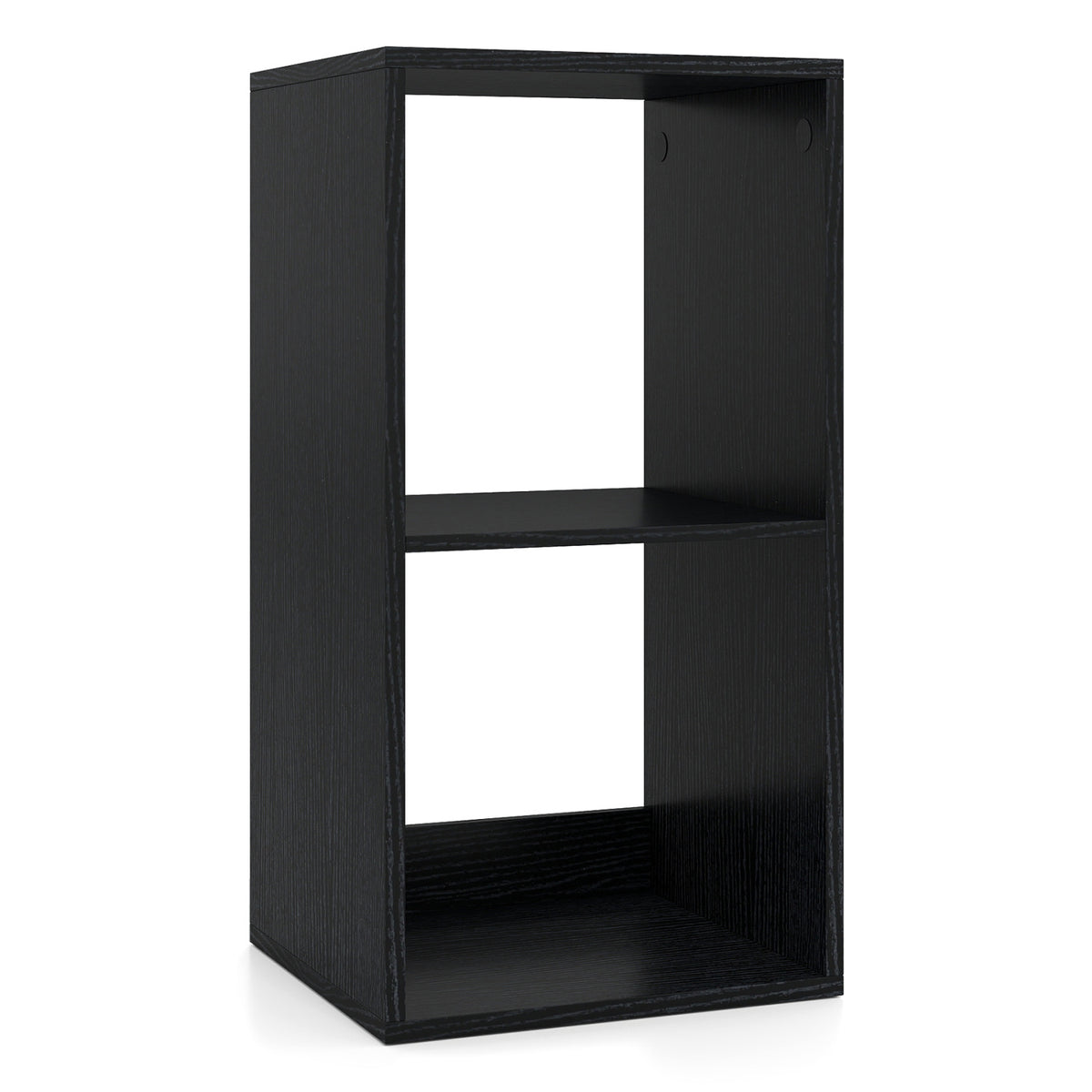 2 Cube Bookshelf with Back Guardrail for Living Room Bedroom-Black