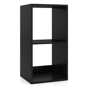 2 Cube Bookshelf with Back Guardrail for Living Room Bedroom-Black