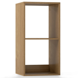 2 Cube Bookshelf with Back Guardrail for Living Room Bedroom-Natural