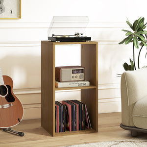 2 Cube Bookshelf with Back Guardrail for Living Room Bedroom-Natural