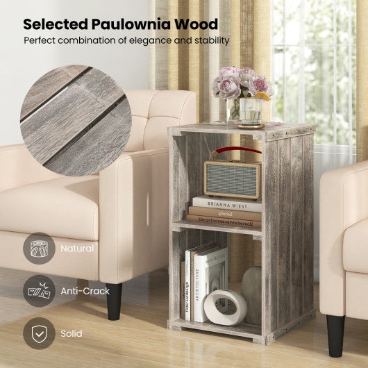 2-Cube Storage Shelf with Open Back and 3-Tier Shelf-Light Brown