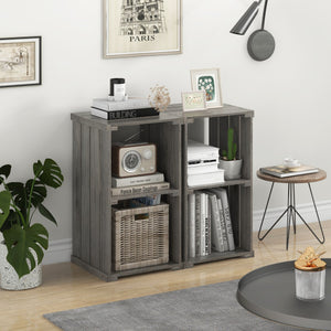 2-Cube Storage Shelf with Open Back and 3-Tier Shelf-Light Gray