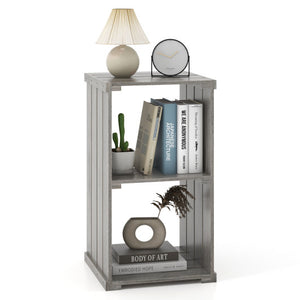 2-Cube Storage Shelf with Open Back and 3-Tier Shelf-Light Gray