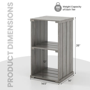2-Cube Storage Shelf with Open Back and 3-Tier Shelf-Light Gray