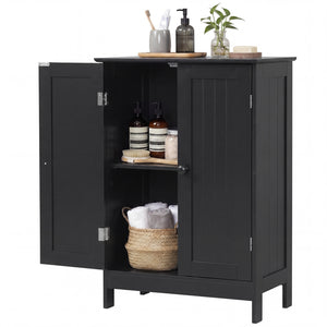 2-Door Freee-Standing Bathroom Cabinet with Shelf-Black