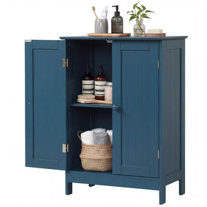 2-Door Freestanding Wooden Bathroom Cabinet with Adjustable Shelf-Green