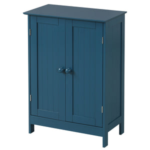 2-Door Freestanding Wooden Bathroom Cabinet with Adjustable Shelf-Green