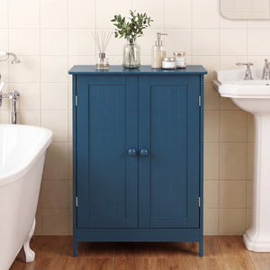 2-Door Freestanding Wooden Bathroom Cabinet with Adjustable Shelf-Green