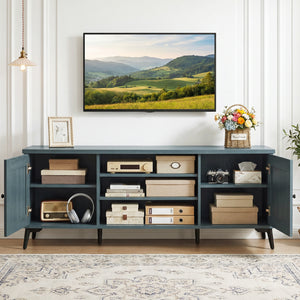 2-Door TV Stand for TVs up to 65 Inch Mid Century Modern Entertainment Center-Turquoise