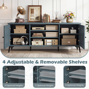 2-Door TV Stand for TVs up to 65 Inch Mid Century Modern Entertainment Center-Turquoise