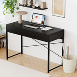 2-Drawer Home Office Desk with Steel Frame-Brown