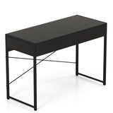 2-Drawer Home Office Desk with Steel Frame-Brown