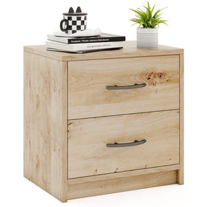 2 Drawer Nightstand with Storage for Living Room-Oak