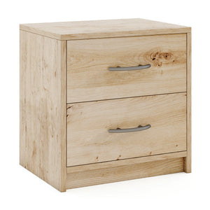 2 Drawer Nightstand with Storage for Living Room-Oak