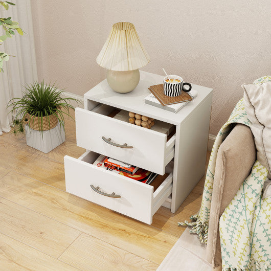 2 Drawer Nightstand with Storage for Living Room-White