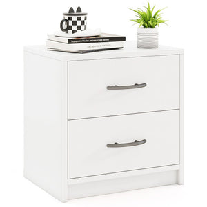 2 Drawer Nightstand with Storage for Living Room-White