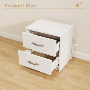 2 Drawer Nightstand with Storage for Living Room-White