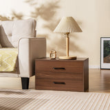 2-Drawer Stackable Horizontal Storage Cabinet Dresser Chest with Handles-White