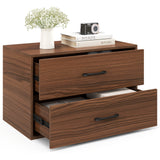2-Drawer Stackable Horizontal Storage Cabinet Dresser Chest with Handles-White