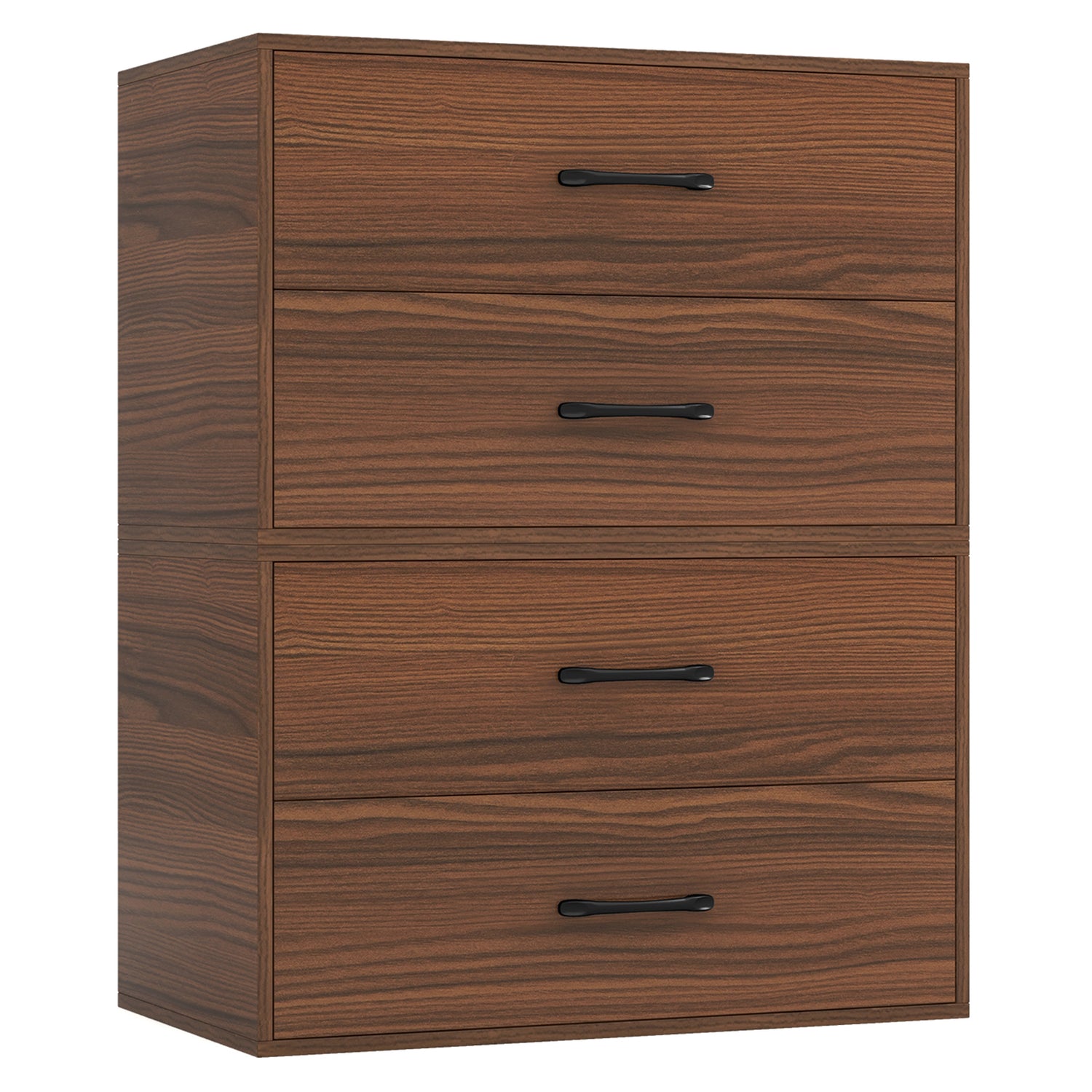 2-Drawer Stackable Horizontal Storage Cabinet Dresser Chest with Handles-White