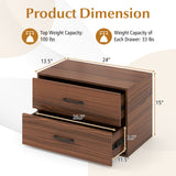2-Drawer Stackable Horizontal Storage Cabinet Dresser Chest with Handles-Espresso