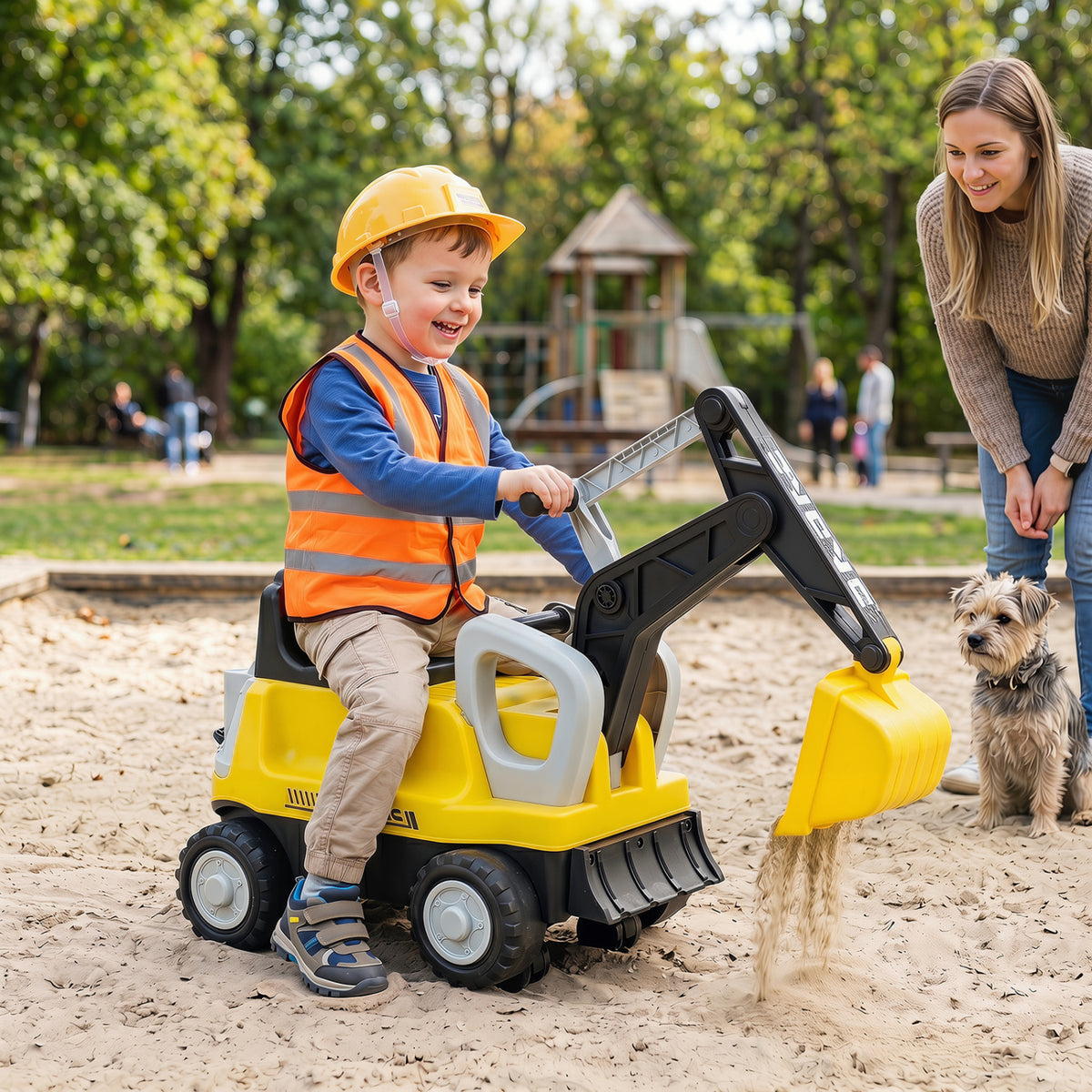 2-In-1 Kids Ride on Tractor with Digging Arm and Detachable Trailer-Yellow
