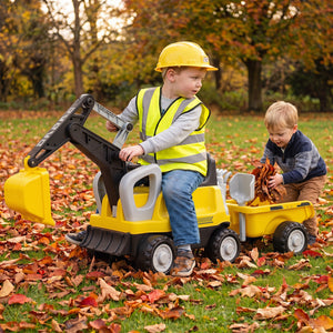 2-In-1 Kids Ride on Tractor with Digging Arm and Detachable Trailer-Yellow