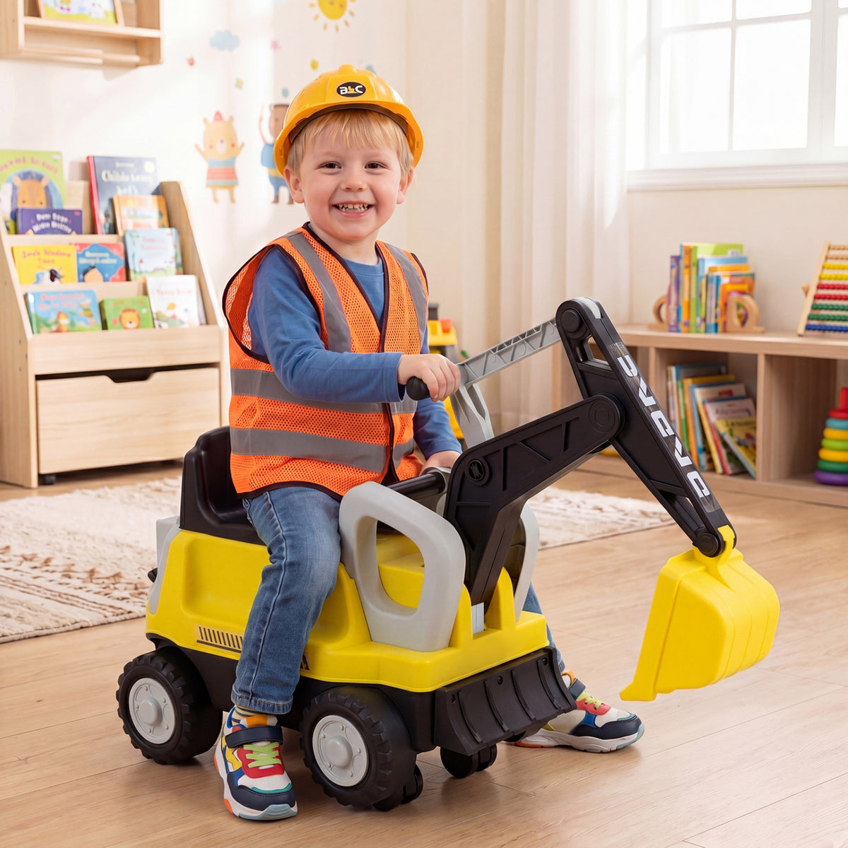 2-In-1 Kids Ride on Tractor with Digging Arm and Detachable Trailer-Yellow