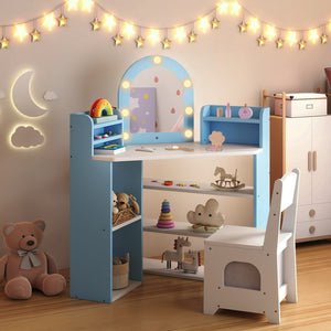 2-In-1 Kids Vanity Set with Lights for Toddlers 3+ Years Old-White