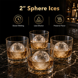 2 Inch Countertop Ice Ball Maker with 4 Ice Balls Made in 38 Minutes-Black