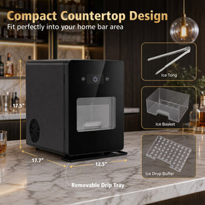 2 Inch Countertop Ice Ball Maker with 4 Ice Balls Made in 38 Minutes-Black