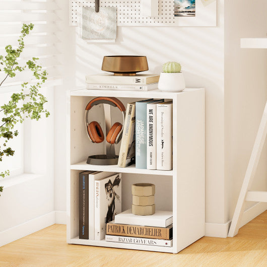 2-Layer Multifunctional Furniture Display Cabinet with Large Capacity Storage Space-White
