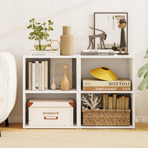 2-Layer Multifunctional Furniture Display Cabinet with Large Capacity Storage Space-White