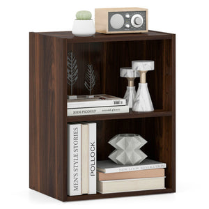 2-Layer Multifunctional Furniture Display Cabinet with Large Capacity Storage Space-Walnut