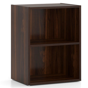 2-Layer Multifunctional Furniture Display Cabinet with Large Capacity Storage Space-Walnut