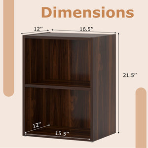 2-Layer Multifunctional Furniture Display Cabinet with Large Capacity Storage Space-Walnut