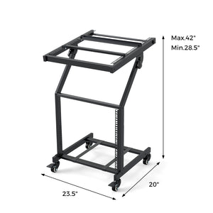 2 Layer Professional Audio Rack Mount with Adjustable Crossbars