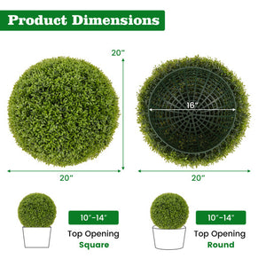 2 PCS 20 Inch Artificial Plant Boxwood Topiary Ball-M